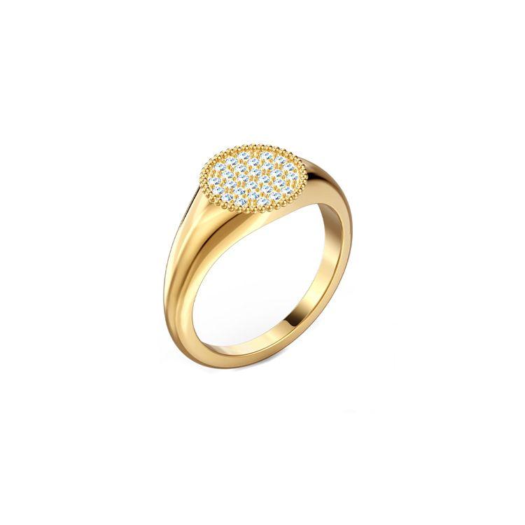 Swarovski Кольцо с имплантацией имбирного камня и имитацией кристалла, унисекс, золотое 5572694