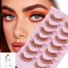 [Buy 1 GET Free Gule&Tweezers]7-Pair Set of European-Style False Eyelashes (Light Brown, Full-Strip Lashes)