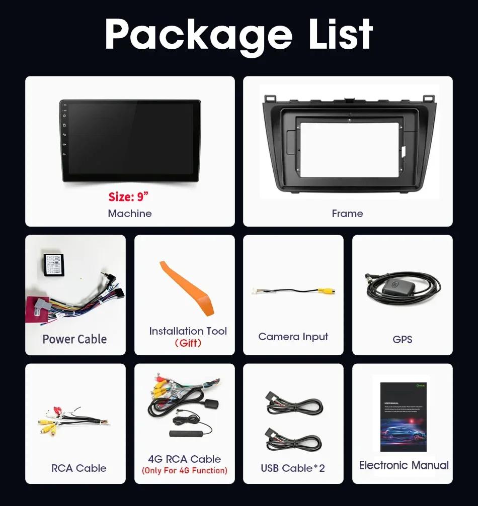 Android 13 беспроводной CarPlay автомагнитола для Mazda 6 GH 2007-2012 мультимедиа 4G WIFI GPS навигация сенсорный экран стерео