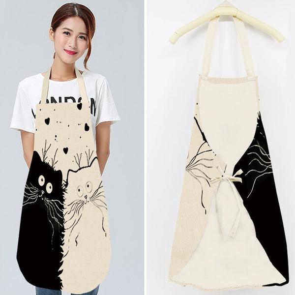 1 шт. кухонный фартук с рисунком милого кота без рукавов хлопковый льняной фартук домашняя одежда для уборки домашняя готовка передник