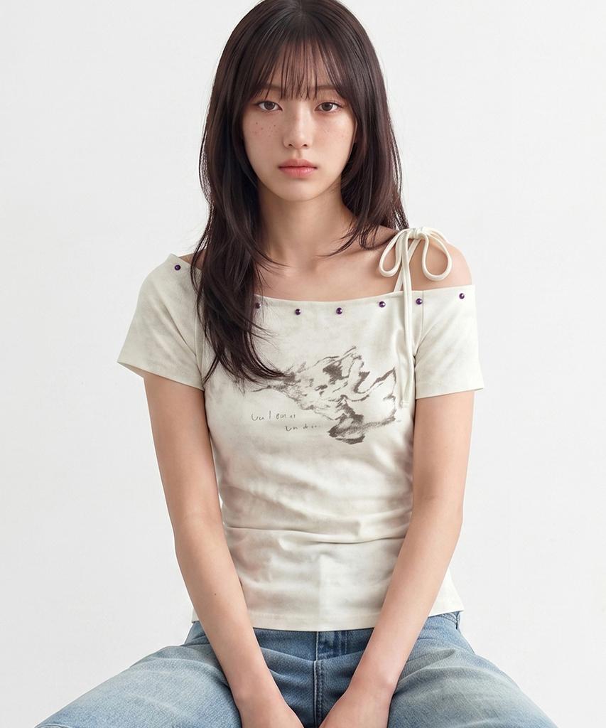 TOPGIRL Топ на одно плечо с шипами_T611Tp165