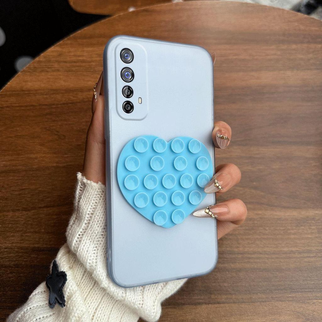 Чехол-присоска в форме сердца для realme 7 4G, Narzo 20 Pro, полупрозрачный матовый, противоударный, мягкий TPU