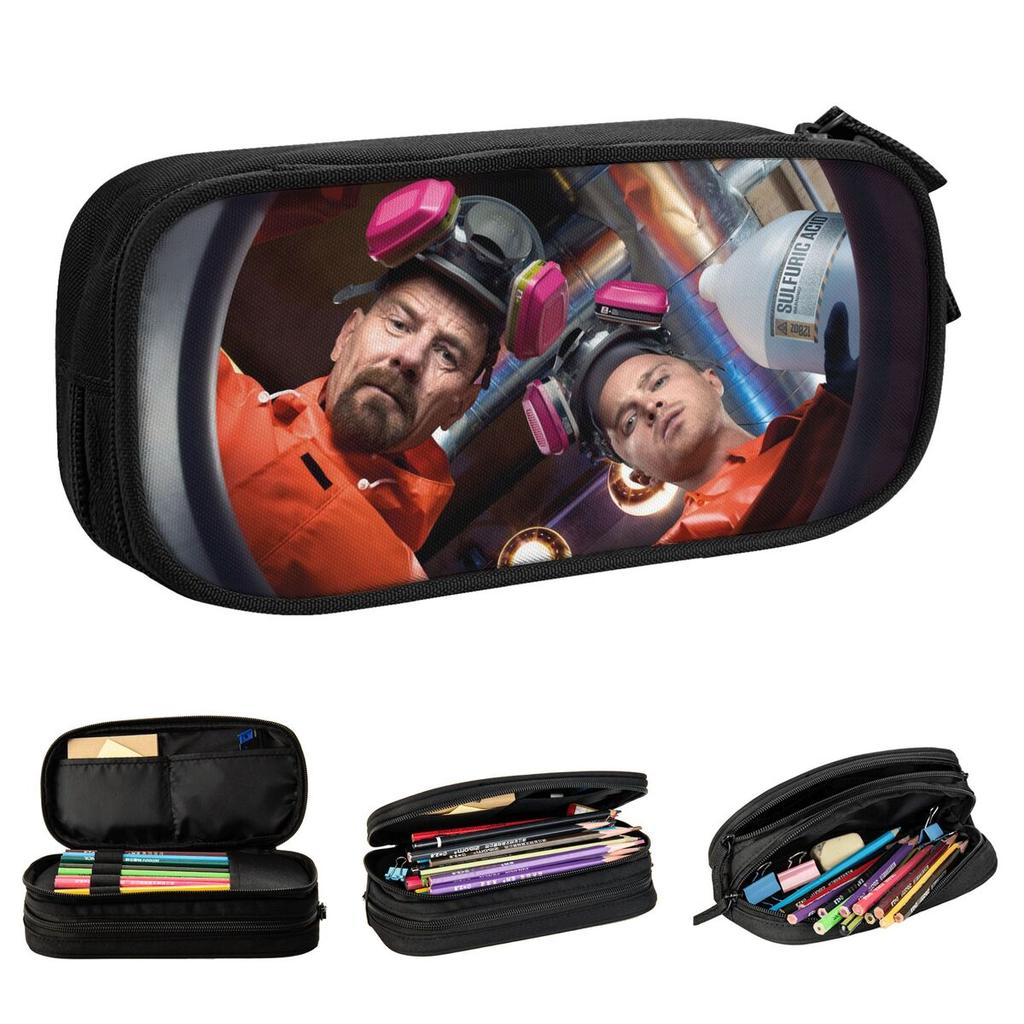 Walter White Jesse Pinkman Pencil Case Breaking Bad Chemical Pencil Box Pen for Student Large Storage Bags School Accessories