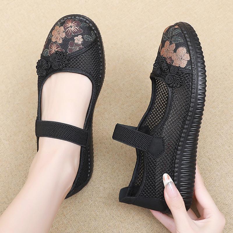 Тканевая обувь Мягкая подошва Женская обувь Для среднего и пожилого возраста Нескользящая Одинарная обувь Пожилая женщина Лето Обувь для пожилых женщин