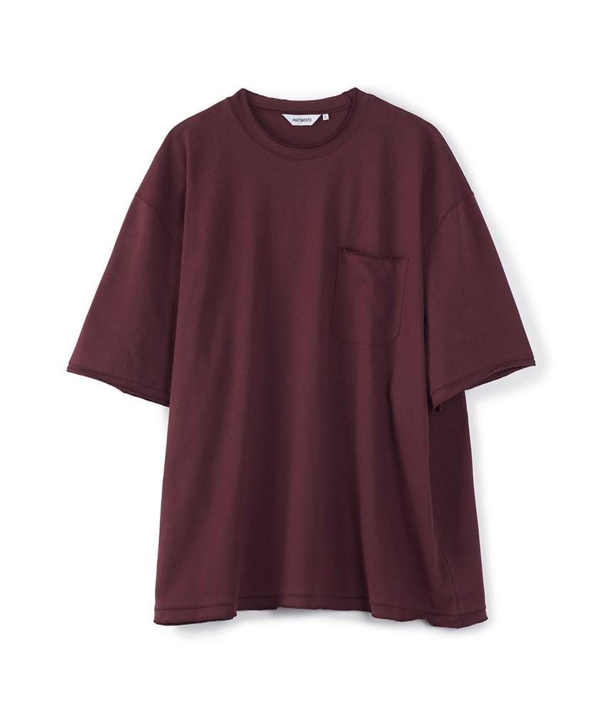 PARTIMENTO Raw Edge Pocket Tee Burgundy
