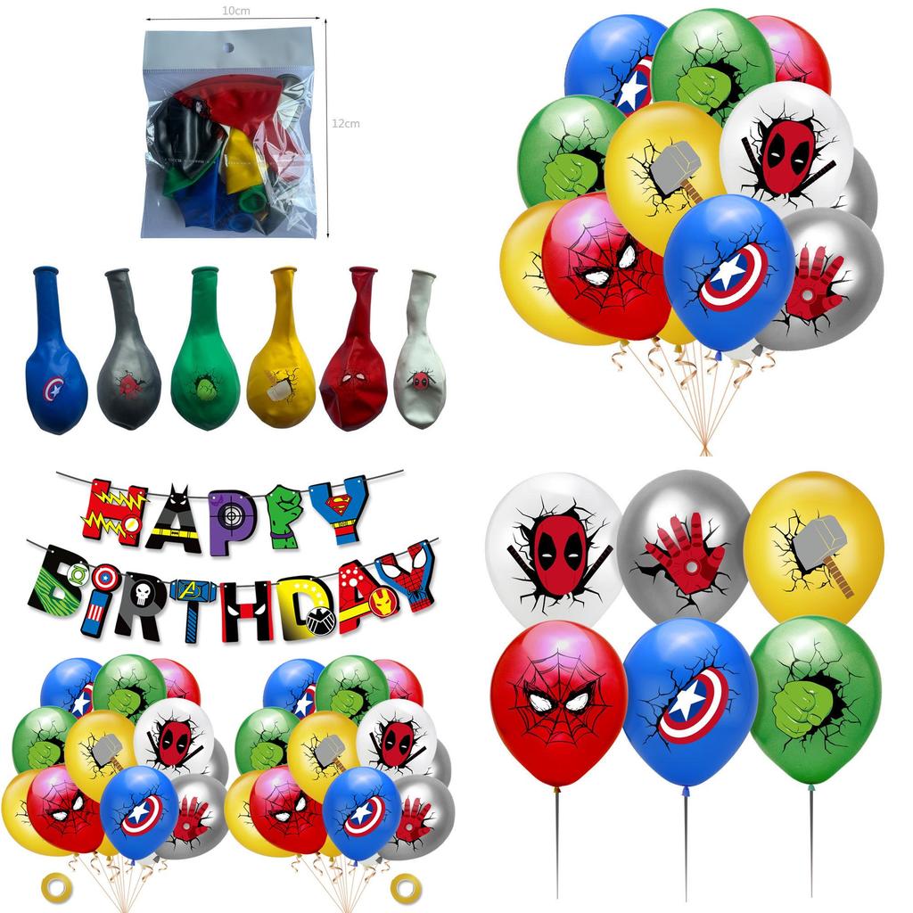 Воздушные шары для вечеринки в стиле супергероев 12 дюймов Капитан Америка Человек-паук Халк Латексные шары