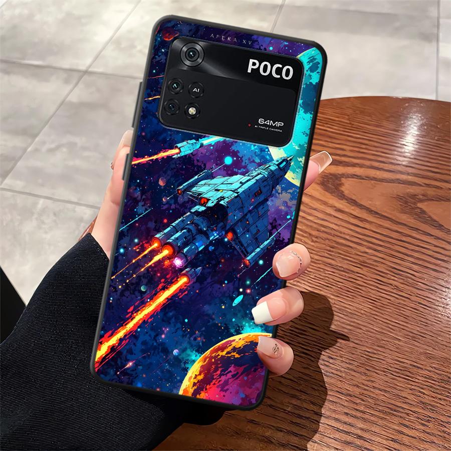 Мультяшный ретро-чехол-космический корабль для Xiaomi Poco F8 X3 X4 X5 X7 Pro C50 F1 C61 M3 M4 M7 Pro C75 F3 C71 M5 Funda Чехол для телефона