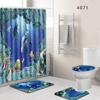 Shower Curtain Floor Mat Toilet Cover Foot Mat Door Mat Carpet Four-Piece Pattern