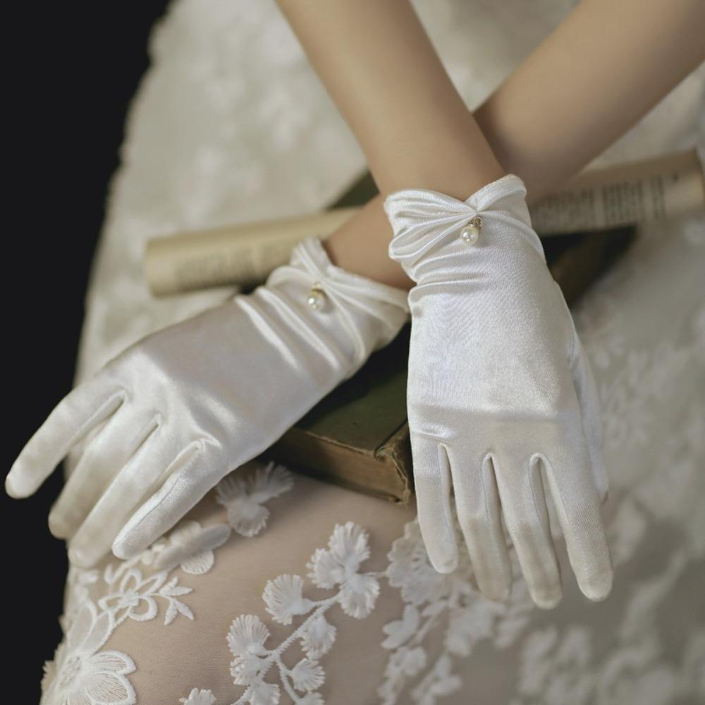 Solid Color Bridal Gloves Satin Dance Mittens Events Activities Dress Stage Gloves Wedding