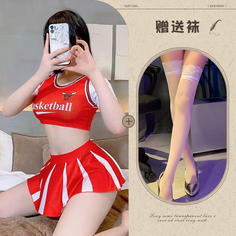 Fun underwear, sexy dynamic football baby split suit cos cheerleaders jersey perspective temptation