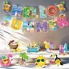 Баннер на тему фестиваля Hello Summer, бумажный, летняя спираль, подвесной флаг, декор для вечеринки по случаю дня рождения