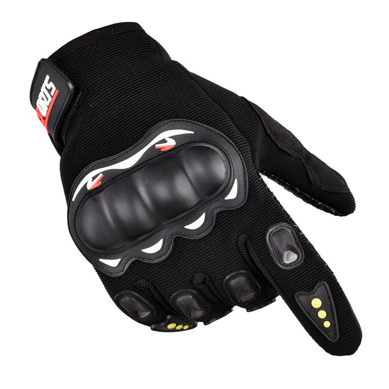 Motorcycle Gloves with Knuckle Protection & Touchscreen Capability - Black