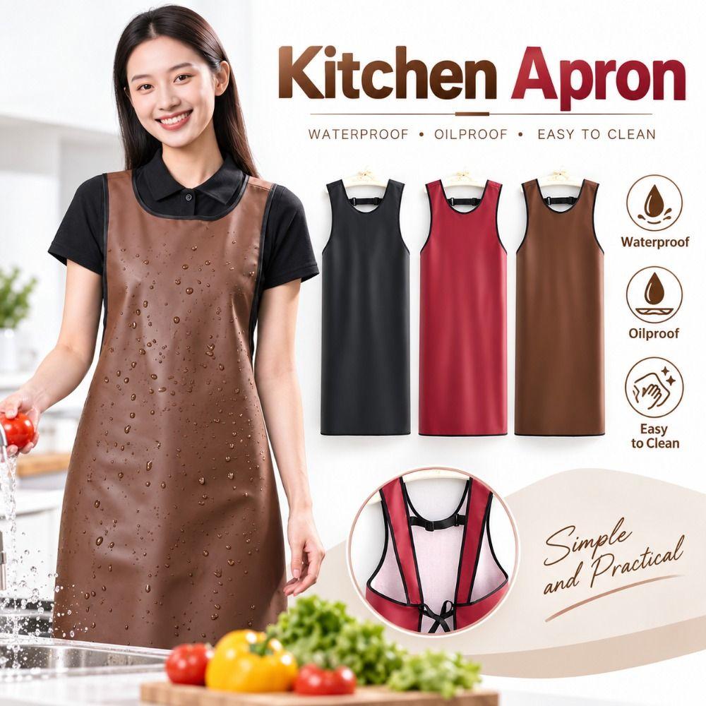 PU Bib Apron Sleeveless Cooking Apron New Work Apron Kitchen Use