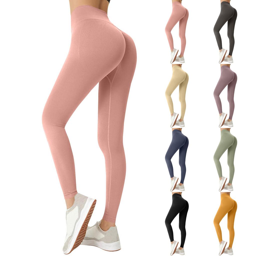 Women's Fashion Solid Color Yoga Pants High Waisted Skinny Sweatpants Fitness Pants