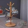 Бамбуковый держатель для стаканов Шестилапый дисплей Деревянный держатель Полка для посуды Стойка для хранения кофейных кружек и стаканов для воды Кухонные принадлежности
