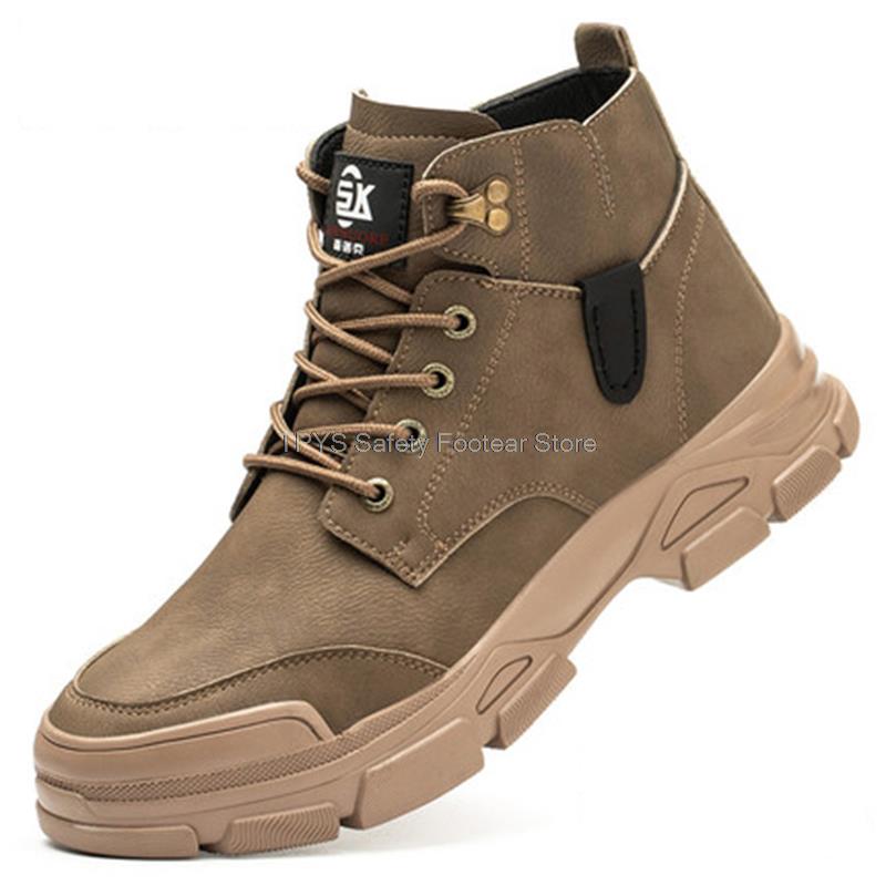Ботинки мужские противоискровые со стальным носком и высоким верхом, рабочие защитные ботинки для мужчин, промышленная рабочая обувь, зимние ботинки из микрокожи