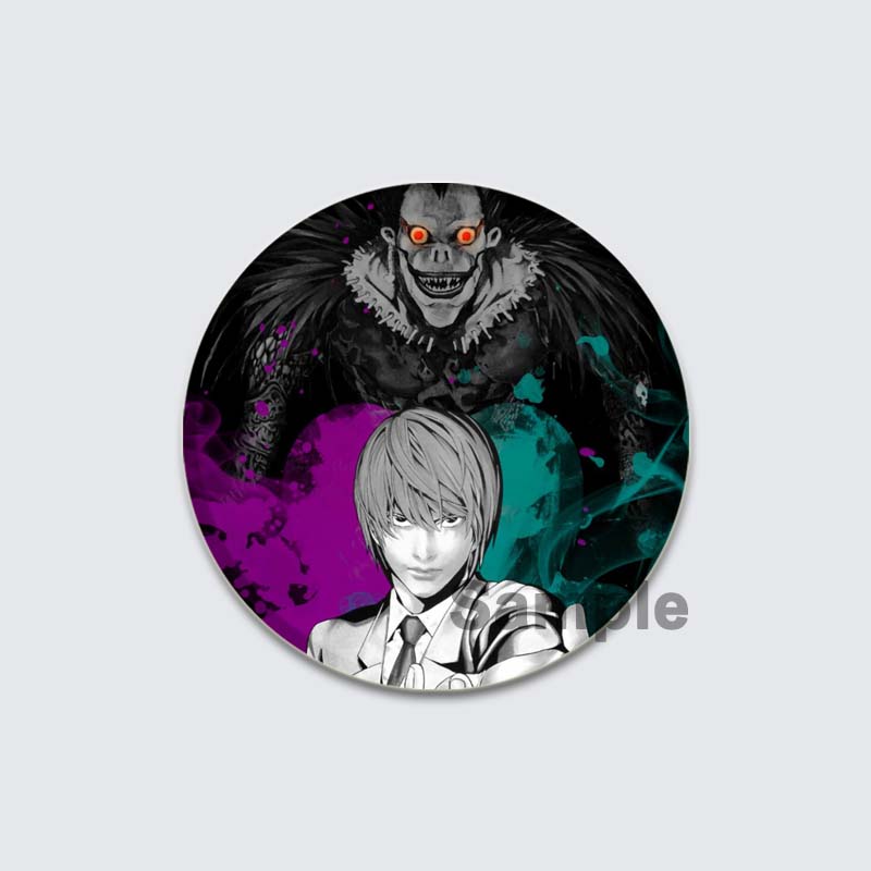 32/44/58mm Fashion Accessories Broochs Anime Death Note Cosplay Badges Round Cartoon Figure L·Lawliet Killer Yagami Pins for Backpacks Gift