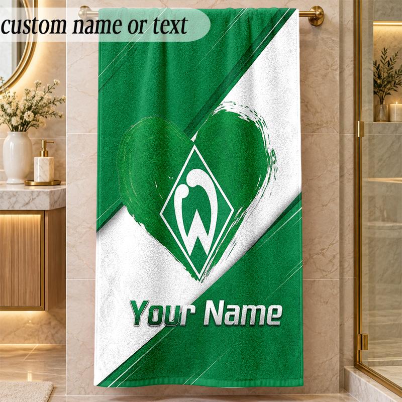 Beach TowelWerder Bremen FC Custom Name Text Personalized Soft Towel for Beach Pool Indoor Home Decor Gift