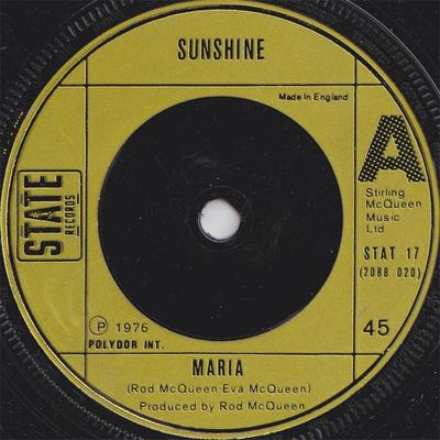 7-дюймовая пластинка SUNSHINE - Maria STAT17 State Records 1976 UK Pop Б/у