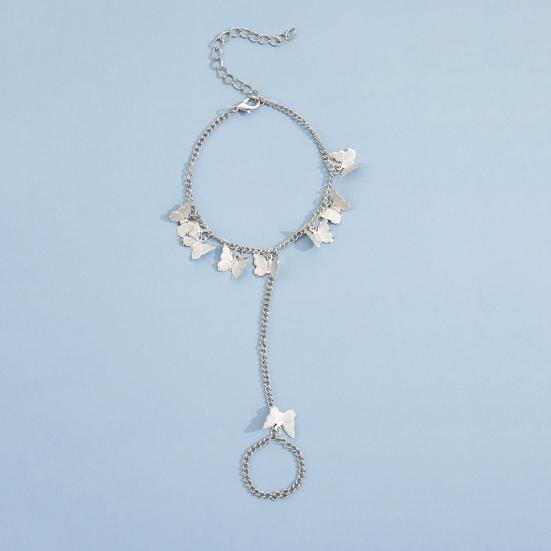 Женский браслет в форме бабочки из нержавеющей стали, индивидуальный однотонный женский аксессуар для кольца на палец