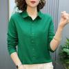 Женская модная однотонная рубашка-поло с воротником-поло и длинными рукавами для мам среднего возраста на весну и осень, уменьшающая возраст и уменьшающая лишние килограммы
