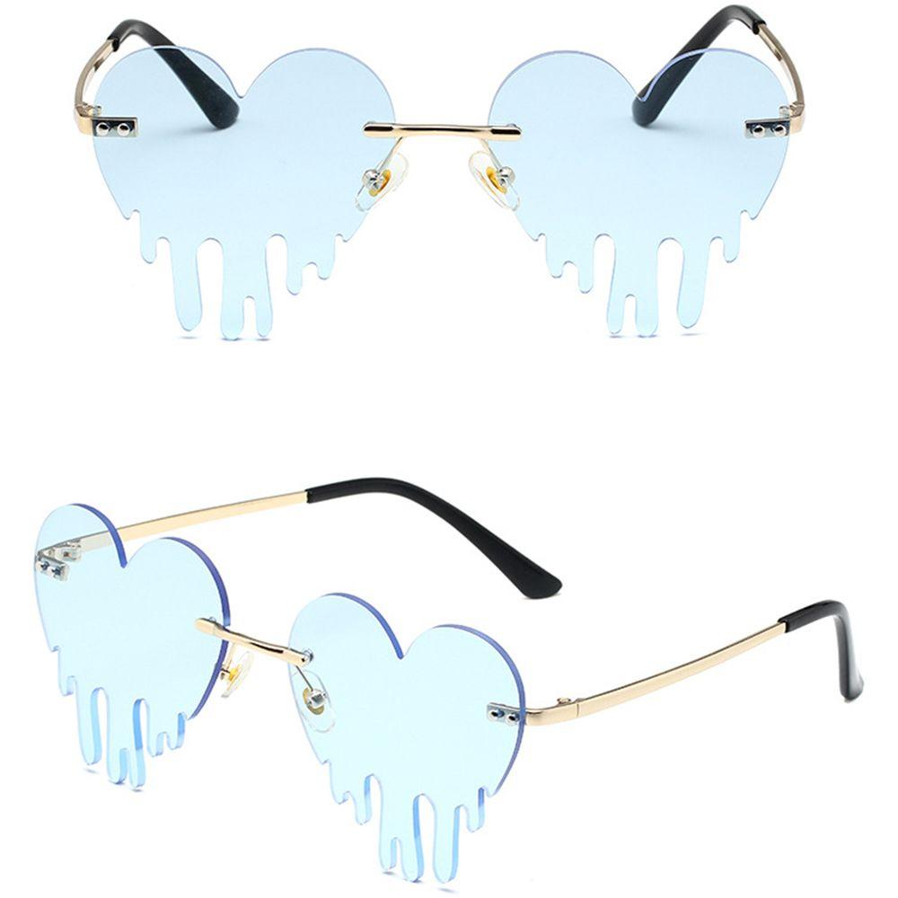 Fashion Colorful Ocean Luxury Heart Unique Women Tear Shape Rimless Sunglasses Sun Glasses