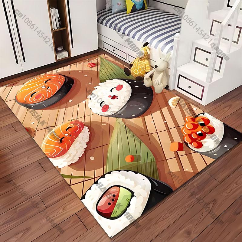 Милый ковер с анимированными персонажами суши Коврик для йоги гостиной Декор комнаты Детский коврик для ползания Прихожая Ковер для игр