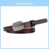 Elegant Real Leather Belt For Women With Slim Profile And Metal Closure For Casual Dresses
