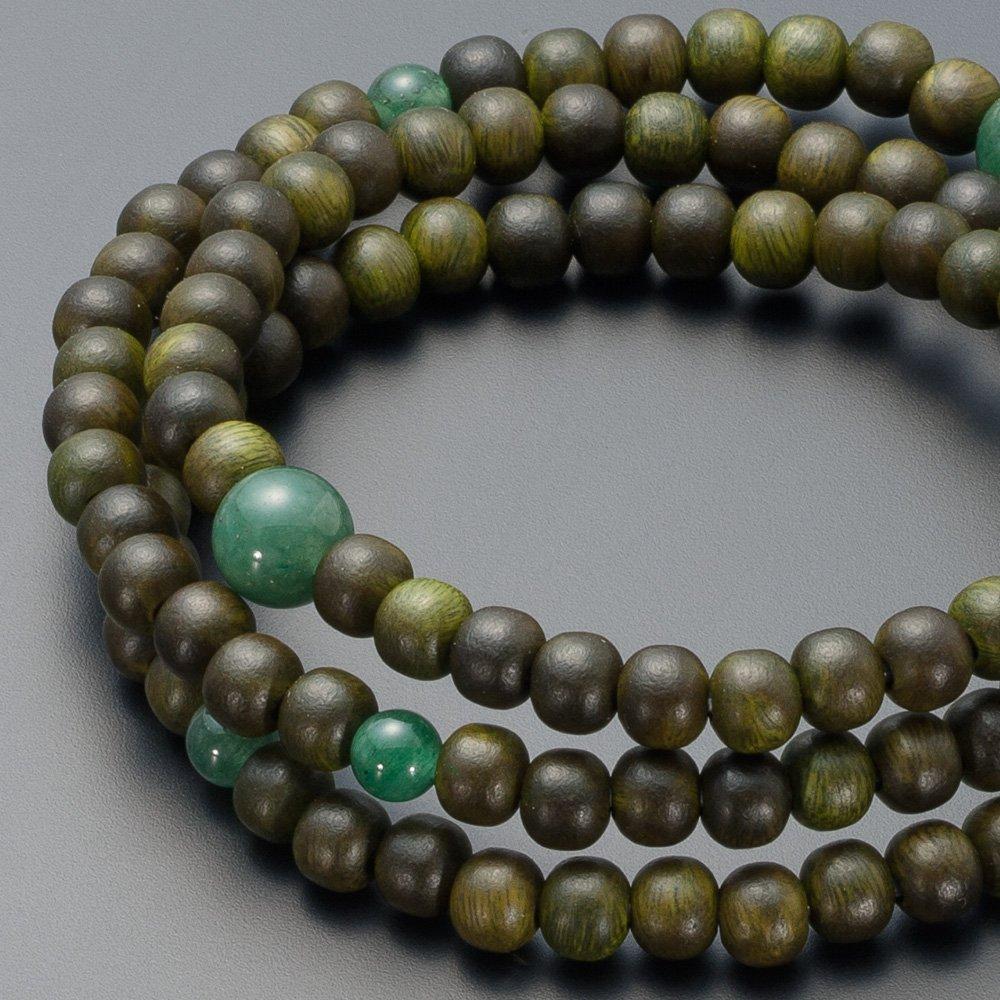 Магазин буддийского алтаря Takita Shoten, специально подобранный молитвенный браслет, 108 тройных сандаловых зеленых четок из индийского нефрита, официальные молитвенные четки