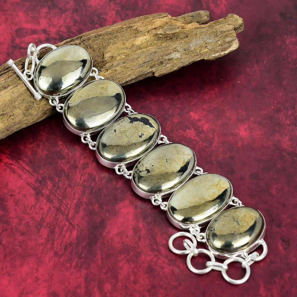 Natural Pytite 925 Solid Sterling Silver Necklace & Bracelet Jewelry Set For Her, Beauteous Gemstone Handmade Jewelry For Her