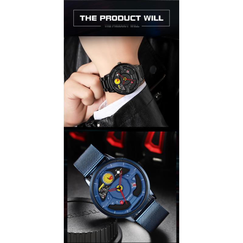 SANDA Мужские часы полые кварцевые часы с рулевым колесом кварцевые часы крутые повседневные индивидуальные водонепроницаемые кварцевые часы