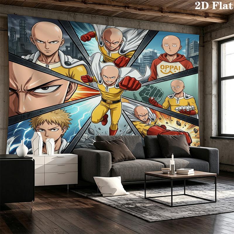 Onepunch Man Wall Tapestry Aesthetic Wall Hanging Printed Fabric Blanket Decorative Tapestries For Bedroom Living Room Home Decor