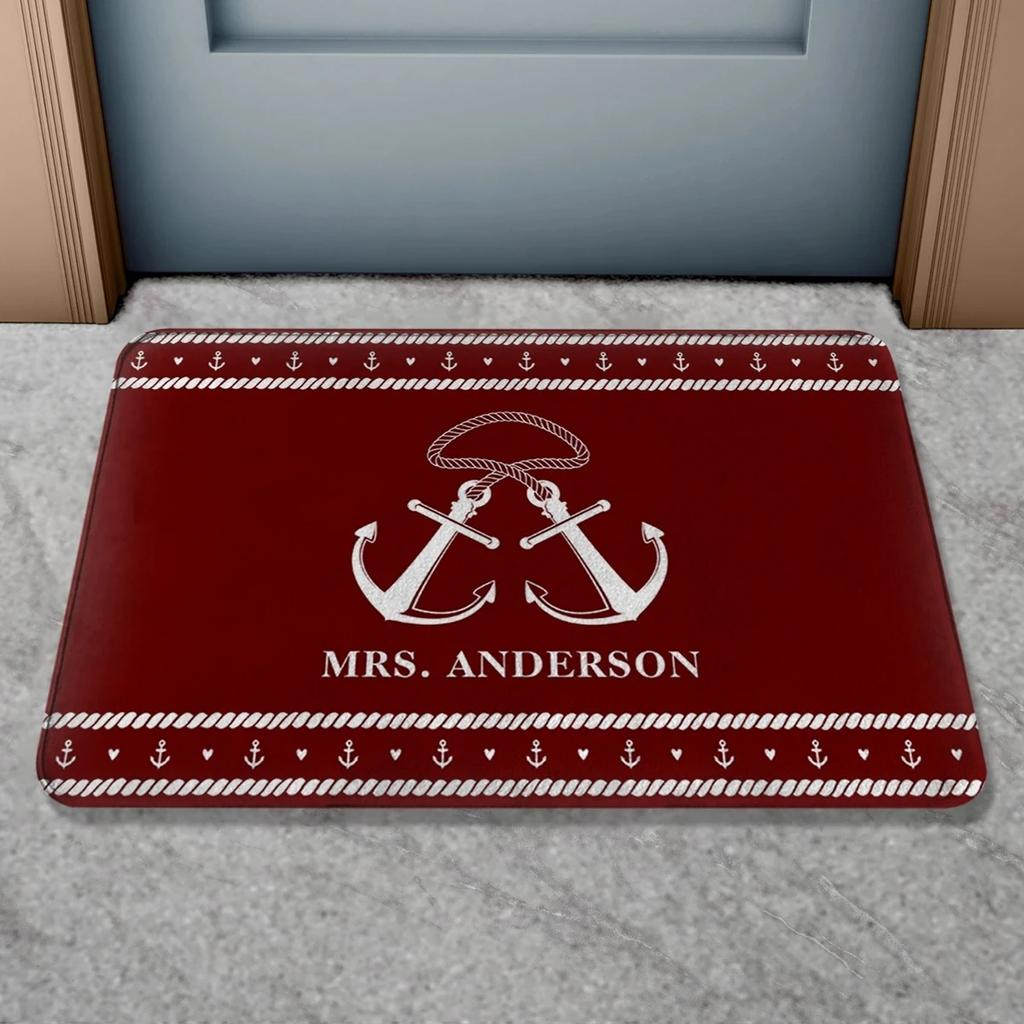 Boat Anti Slip Door Mat Nautical Anchor Compass Ship Wheel Home Decor Floor Mat Indoor Outdoor Bath Rug