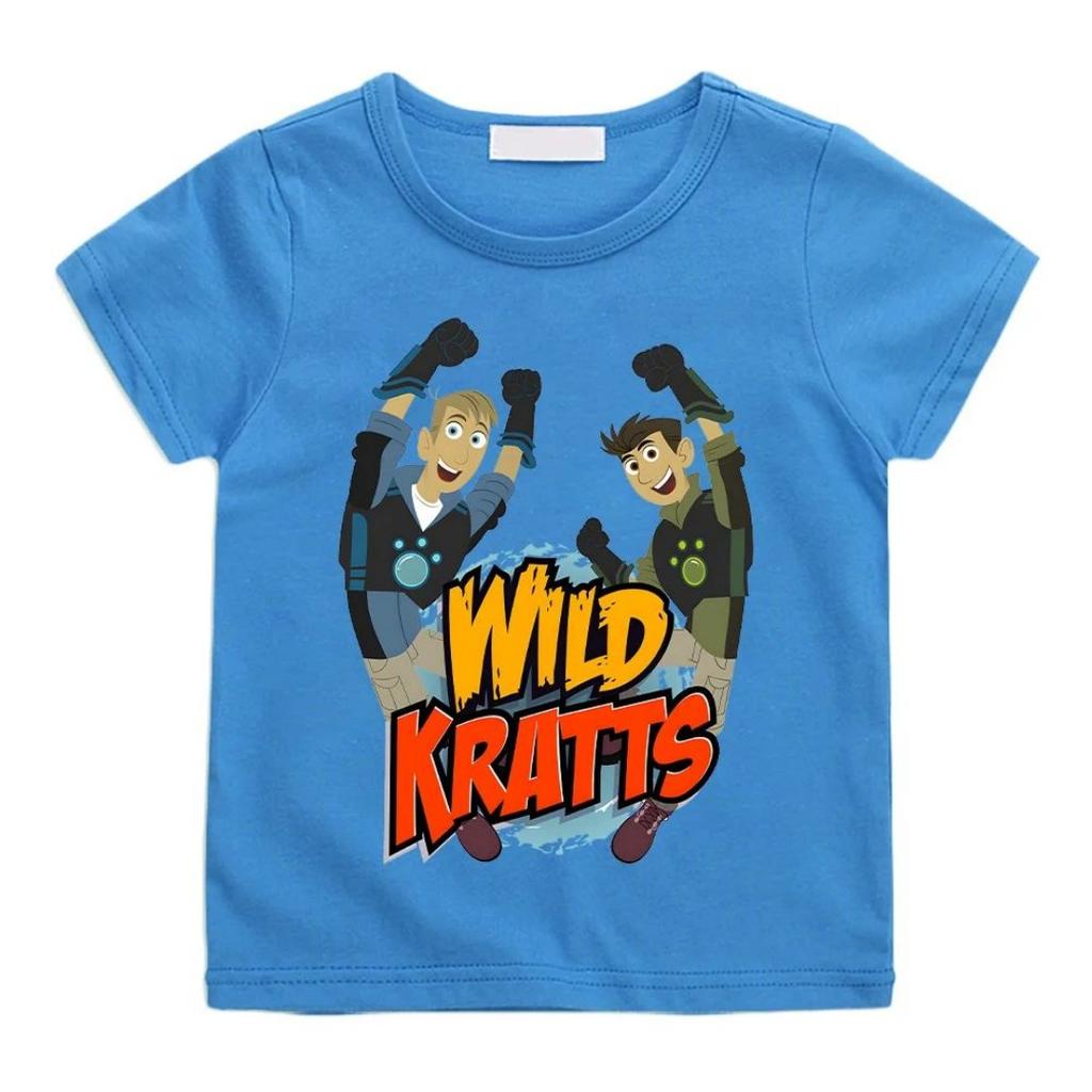 2026 Лето новый Мультяшная футболка Wild krats 3D печать Новая футболка Детская Веселое приключение Мультяшная футболка Крутой парень Короткий рукав