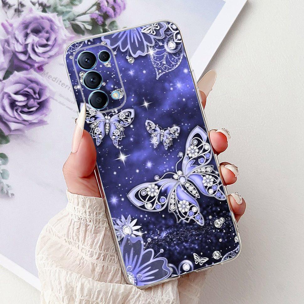 For Oppo Reno5 5G Case Stylish Flower Butterfly Soft Silicone Case For Oppo Reno5 Reno 5 K 5K Cases CPH2145 Cover Coque Bumper