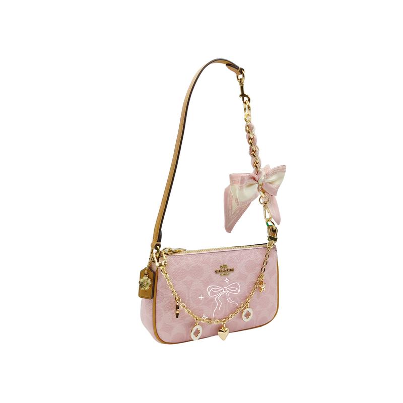Coach Сумка на плечо [Индивидуальная сумка] Nolita 19 Ограниченная серия ко Дню святого Валентина классический старый цветочный узор металлический цветочный кулон фирменный шарм Luofeiyu без подарочной коробки