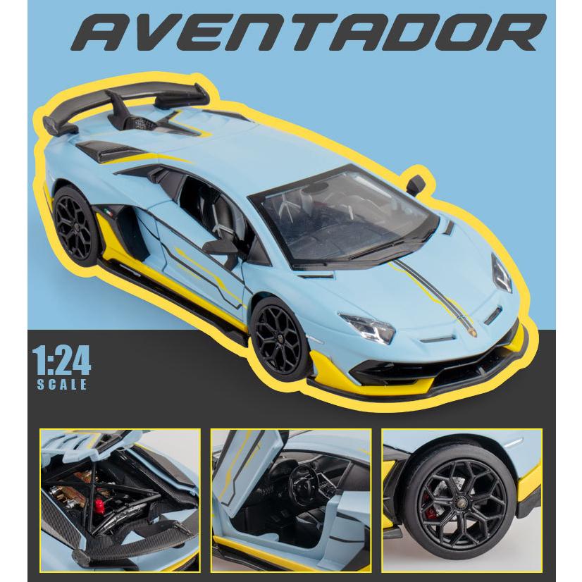 1:24-масштабная миниатюрная модель суперкара Aventador SVJ63 из сплава, откидной автомобиль со звуком и светом для детей и взрослых, коллекция подарков