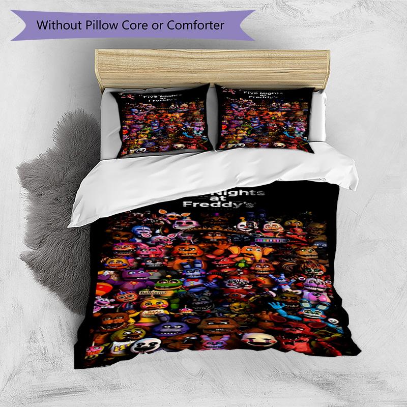 3pcs Duvet Cover Set (1*Duvet Cover + 2*Pillowcase, Without Core), Five Nights at Freddy's Print Bedding Set, Bedroom Decor, All‑Season, Birthday Gift