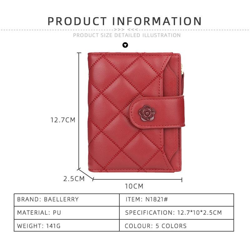 Baellerry Women Fashion Short Wallets PU Leather Coin Purse Zipper Purses Card Holder Wallet