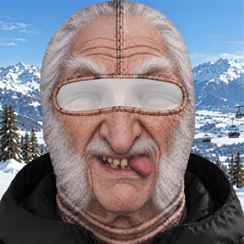 Halloween Funny Old Man Ski Mask Realistic Face Balaclava 3D Print Winter Neck Coverage Skiing Outdoor Parties