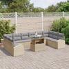 VidaXL Ensemble de canapé de jardin 11 pièces avec coussins beige en rotin 3348716