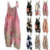 Women's Jumpsuit Printed Casual Loose Retro Shoulder Straps Cotton And Linen