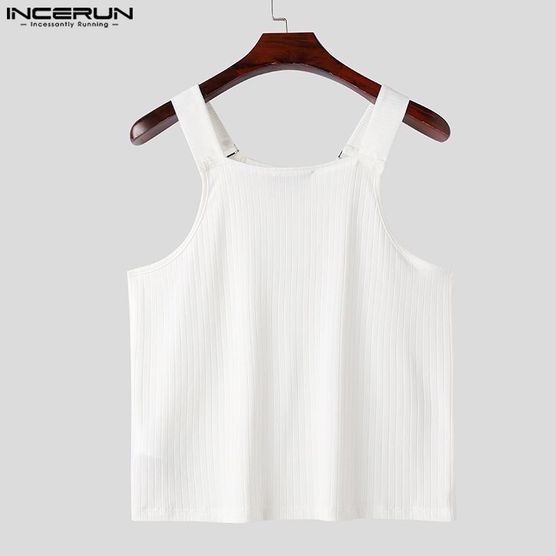 INCERUN Мужские трикотажные майки без рукавов, повседневный жилет с ремешком