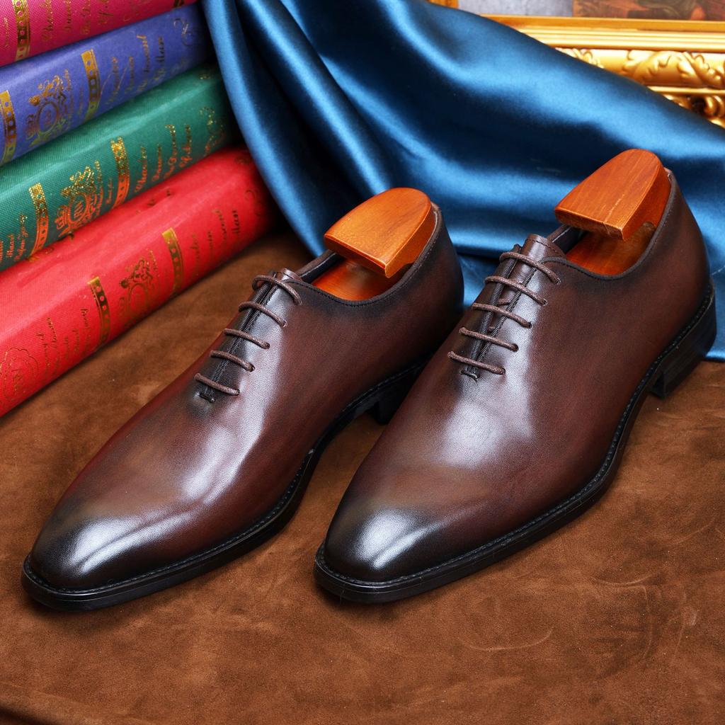 Spring Autumn Men's Leather Shoes Handmade High Quality Casual Oxford Business Work Shoes Black Coffee Lace-up Comfortable Man Shoe