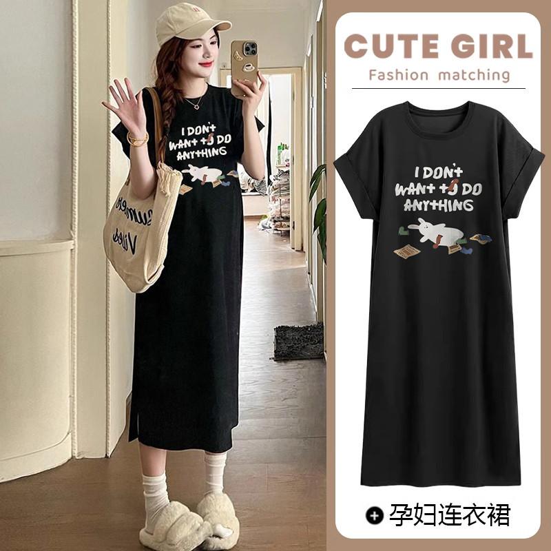 2026 new pocket short-sleeved t-shirt skirt women's Korean version loose casual large size small flying sleeve dress long dress summer