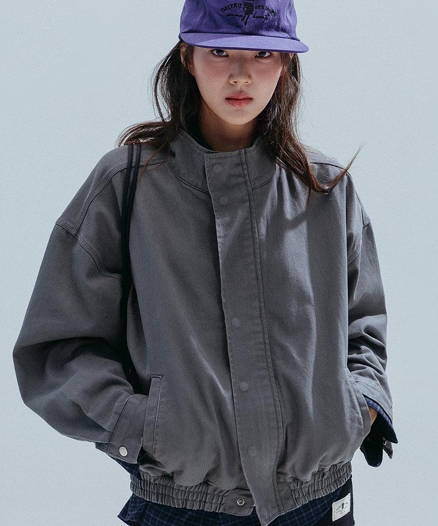 ANNEHEARTS Washed High Neck Jacket_Gray