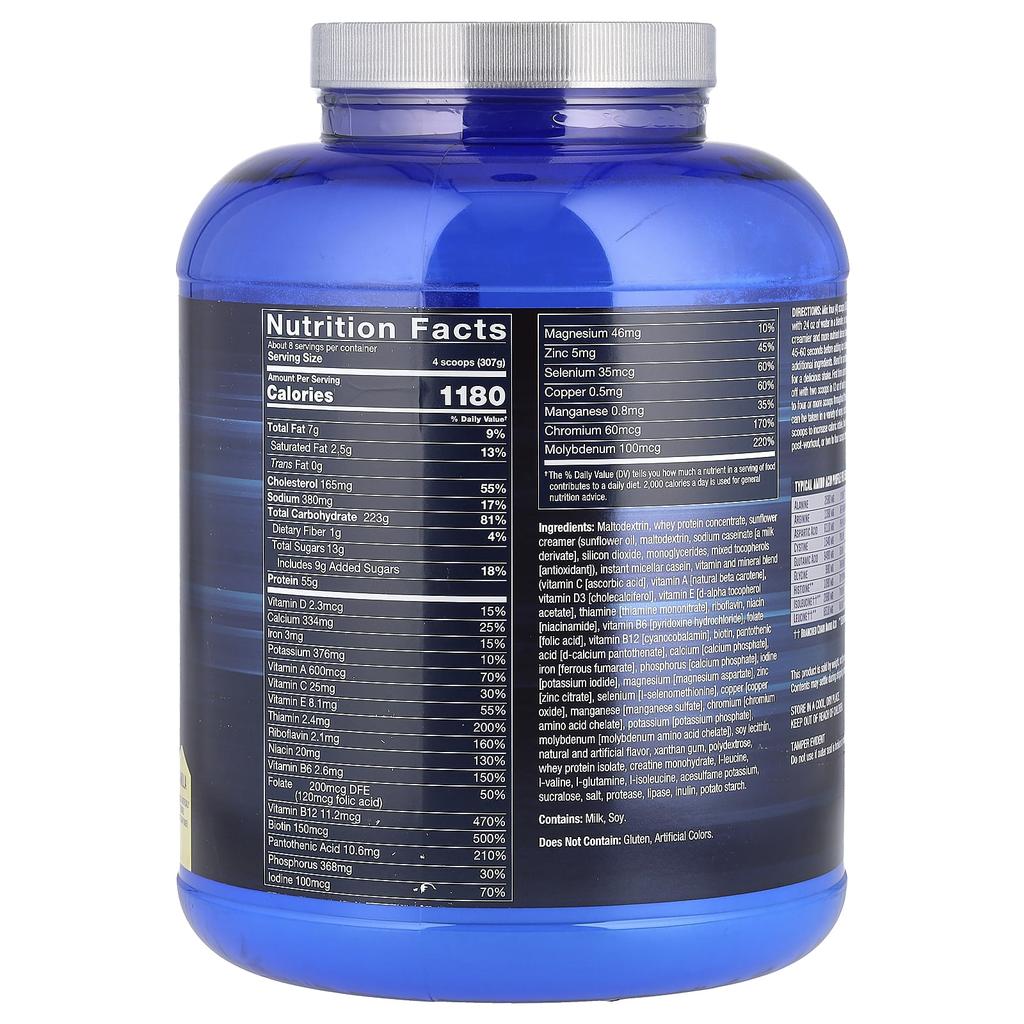 BodyTech Prime Mass, Высокопротеиновый гейнер для набора массы, Ваниль, 6 фунтов (2,72 кг)