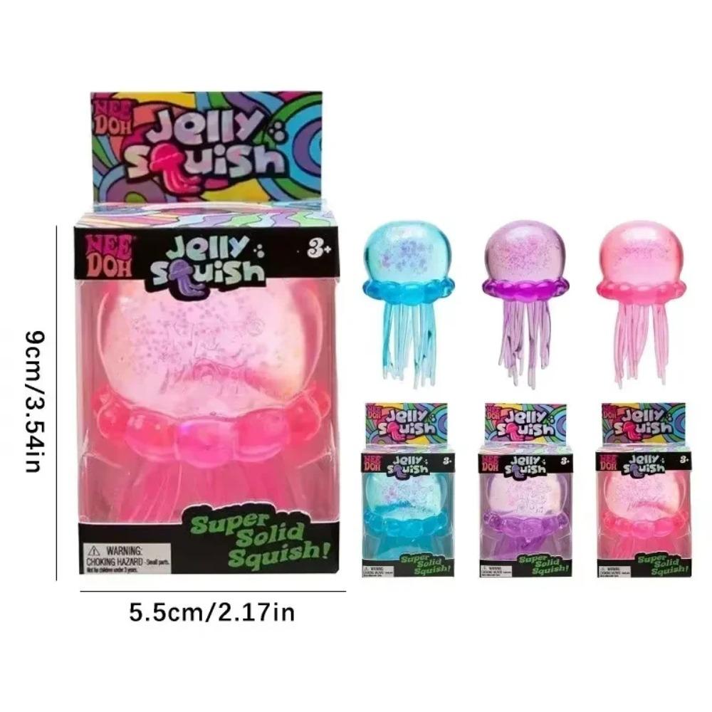 2026 Прозрачная медуза с блестками Squishy Игрушка Супермягкая TPR Сжимаемый мячик от стресса Сенсорная игрушка-фиджет для снятия тревоги