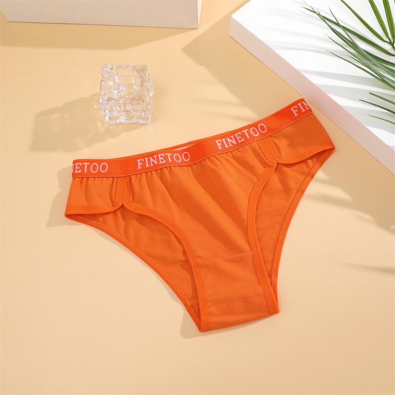 FINETOO Cotton Panty For Women Mid Waist Underwear Breathable Solid Color Lingerie