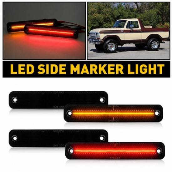 4PCS Amber Red Front Rear Side Marker Lights For 1973-1979 Ford F Series Truck A